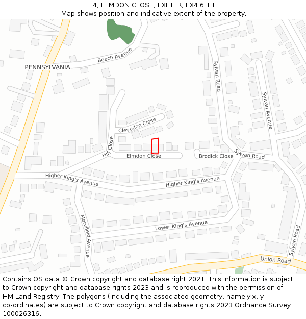 4, ELMDON CLOSE, EXETER, EX4 6HH: Location map and indicative extent of plot