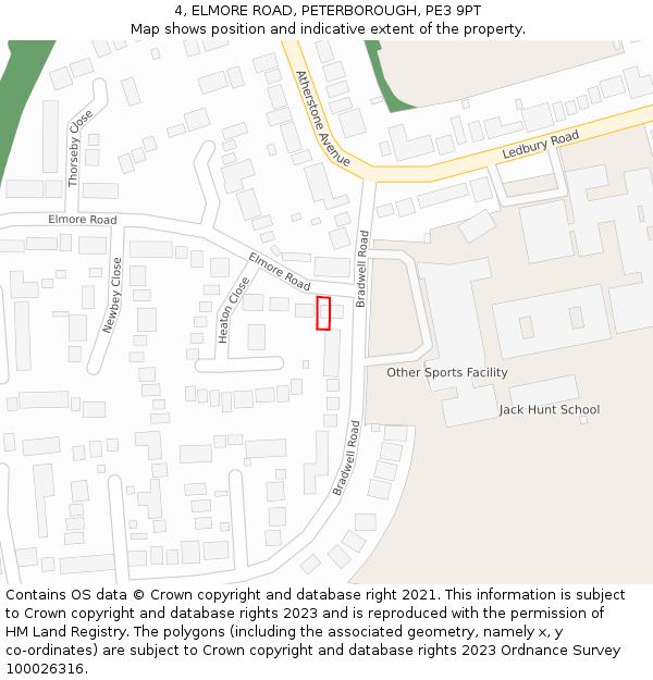 4, ELMORE ROAD, PETERBOROUGH, PE3 9PT: Location map and indicative extent of plot