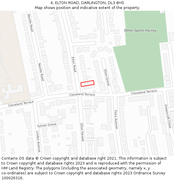 4, ELTON ROAD, DARLINGTON, DL3 8HS: Location map and indicative extent of plot