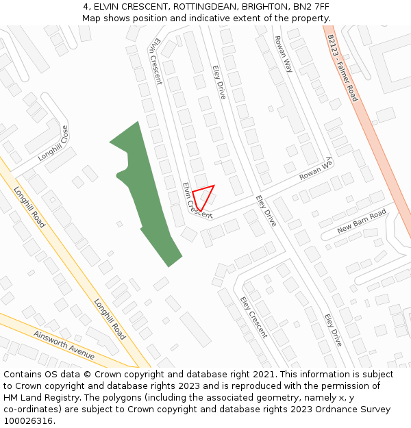 4, ELVIN CRESCENT, ROTTINGDEAN, BRIGHTON, BN2 7FF: Location map and indicative extent of plot