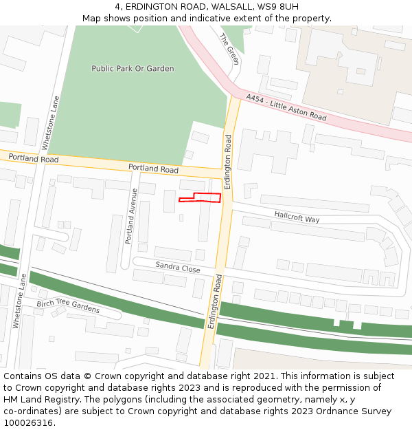 4, ERDINGTON ROAD, WALSALL, WS9 8UH: Location map and indicative extent of plot