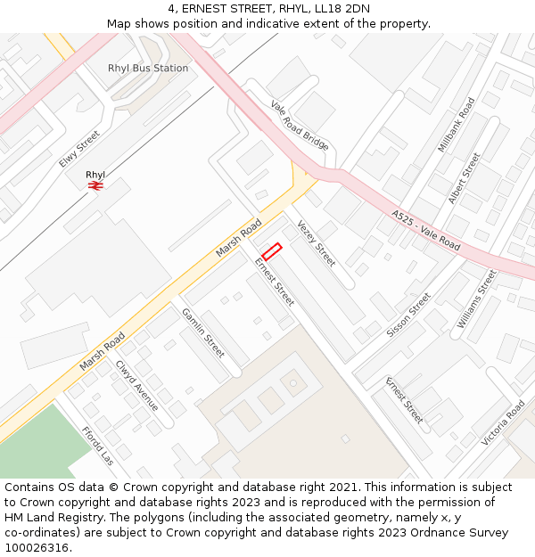 4, ERNEST STREET, RHYL, LL18 2DN: Location map and indicative extent of plot