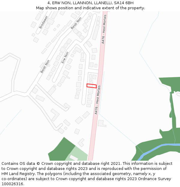 4, ERW NON, LLANNON, LLANELLI, SA14 6BH: Location map and indicative extent of plot