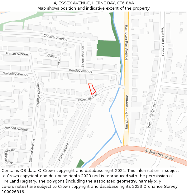 4, ESSEX AVENUE, HERNE BAY, CT6 8AA: Location map and indicative extent of plot