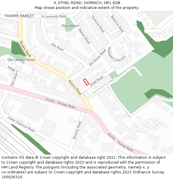 4, ETHEL ROAD, NORWICH, NR1 4DB: Location map and indicative extent of plot