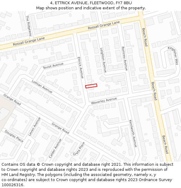 4, ETTRICK AVENUE, FLEETWOOD, FY7 8BU: Location map and indicative extent of plot