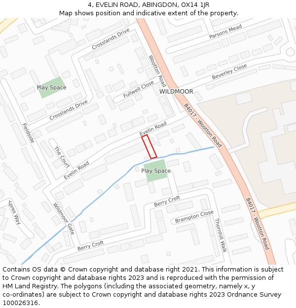 4, EVELIN ROAD, ABINGDON, OX14 1JR: Location map and indicative extent of plot