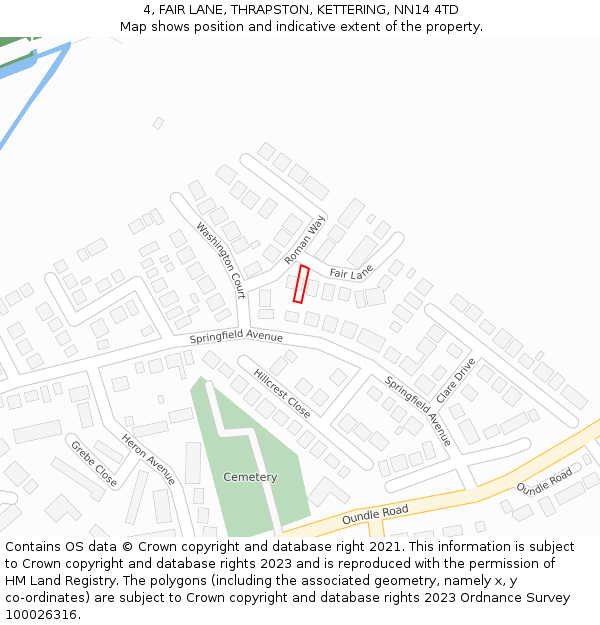 4, FAIR LANE, THRAPSTON, KETTERING, NN14 4TD: Location map and indicative extent of plot