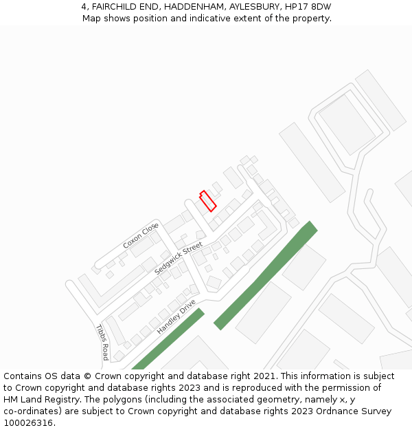 4, FAIRCHILD END, HADDENHAM, AYLESBURY, HP17 8DW: Location map and indicative extent of plot