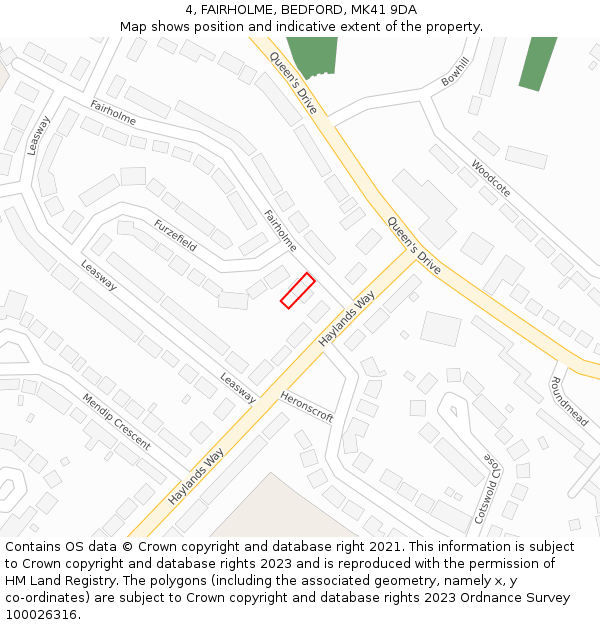 4, FAIRHOLME, BEDFORD, MK41 9DA: Location map and indicative extent of plot