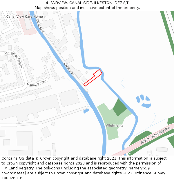 4, FAIRVIEW, CANAL SIDE, ILKESTON, DE7 8JT: Location map and indicative extent of plot