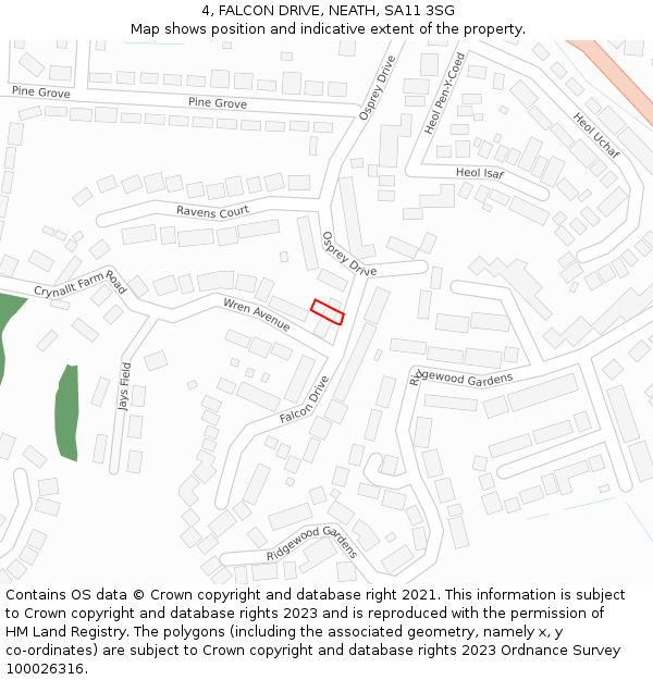 4, FALCON DRIVE, NEATH, SA11 3SG: Location map and indicative extent of plot