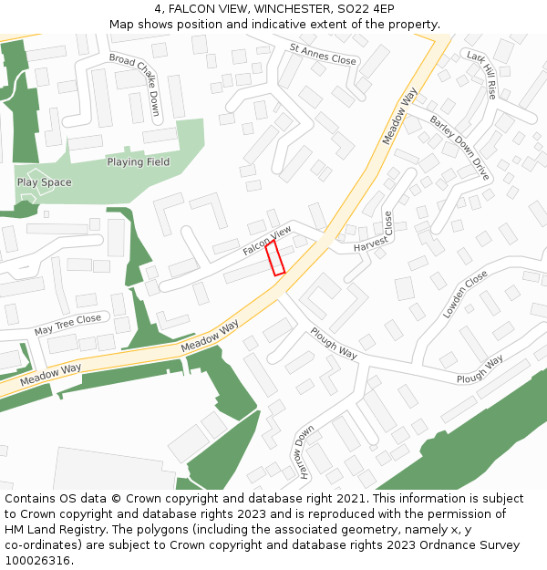 4, FALCON VIEW, WINCHESTER, SO22 4EP: Location map and indicative extent of plot