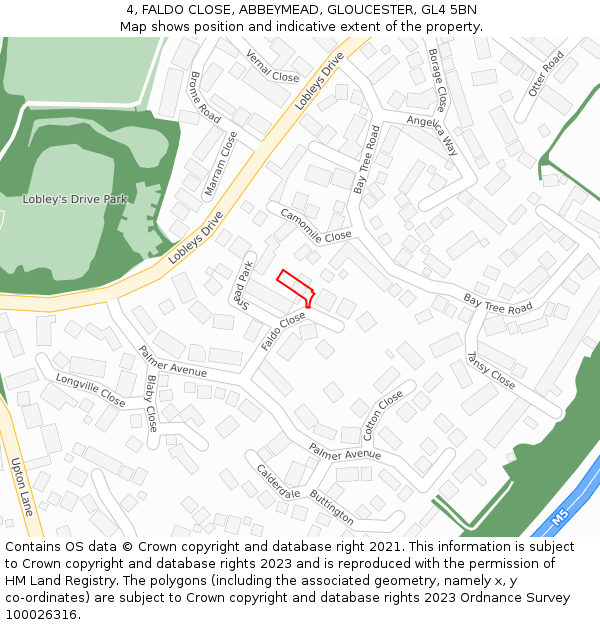 4, FALDO CLOSE, ABBEYMEAD, GLOUCESTER, GL4 5BN: Location map and indicative extent of plot