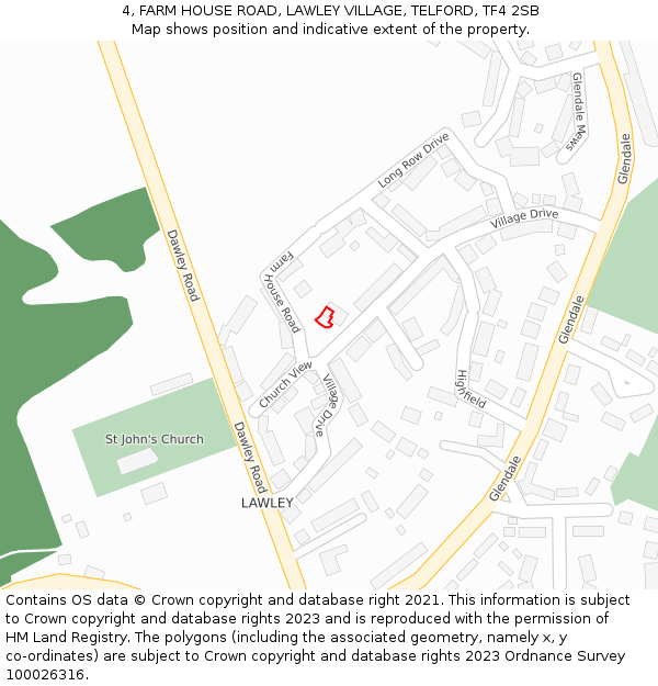 4, FARM HOUSE ROAD, LAWLEY VILLAGE, TELFORD, TF4 2SB: Location map and indicative extent of plot