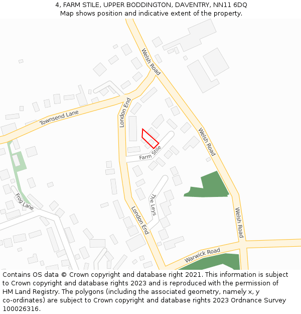 4, FARM STILE, UPPER BODDINGTON, DAVENTRY, NN11 6DQ: Location map and indicative extent of plot