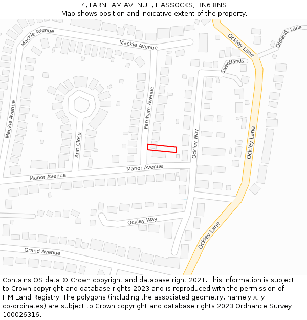 4, FARNHAM AVENUE, HASSOCKS, BN6 8NS: Location map and indicative extent of plot