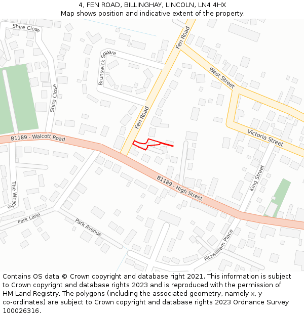 4, FEN ROAD, BILLINGHAY, LINCOLN, LN4 4HX: Location map and indicative extent of plot