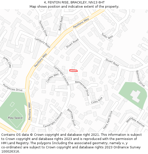 4, FENTON RISE, BRACKLEY, NN13 6HT: Location map and indicative extent of plot