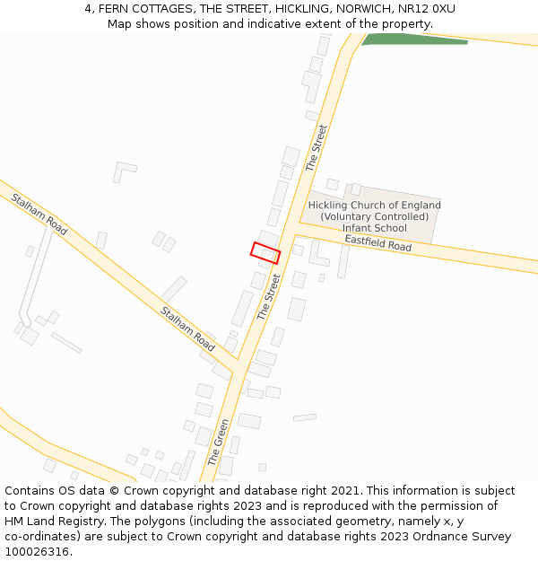 4, FERN COTTAGES, THE STREET, HICKLING, NORWICH, NR12 0XU: Location map and indicative extent of plot