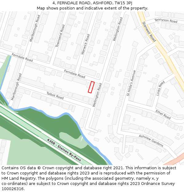 4, FERNDALE ROAD, ASHFORD, TW15 3PJ: Location map and indicative extent of plot