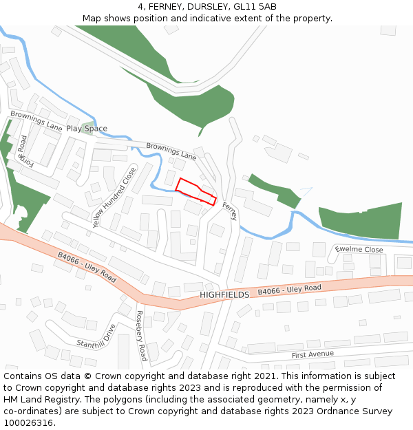 4, FERNEY, DURSLEY, GL11 5AB: Location map and indicative extent of plot