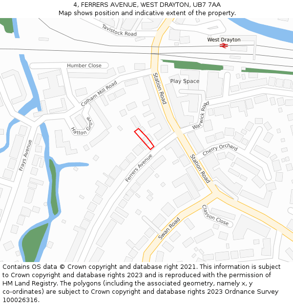 4, FERRERS AVENUE, WEST DRAYTON, UB7 7AA: Location map and indicative extent of plot