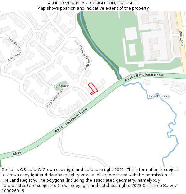 4, FIELD VIEW ROAD, CONGLETON, CW12 4UG: Location map and indicative extent of plot