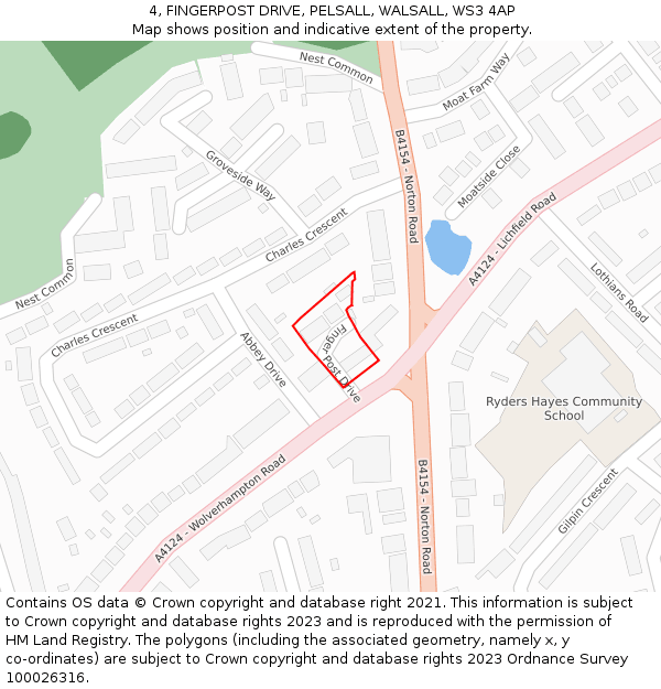 4, FINGERPOST DRIVE, PELSALL, WALSALL, WS3 4AP: Location map and indicative extent of plot