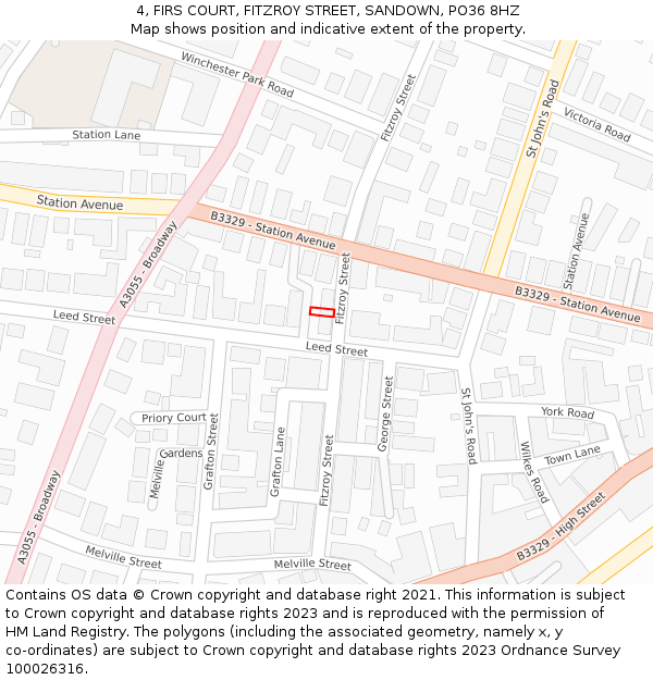 4, FIRS COURT, FITZROY STREET, SANDOWN, PO36 8HZ: Location map and indicative extent of plot