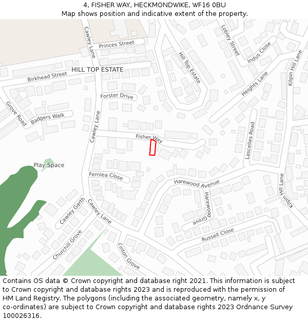 4, FISHER WAY, HECKMONDWIKE, WF16 0BU: Location map and indicative extent of plot