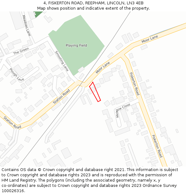 4, FISKERTON ROAD, REEPHAM, LINCOLN, LN3 4EB: Location map and indicative extent of plot