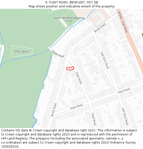 4, FLEET ROAD, BENFLEET, SS7 5JE: Location map and indicative extent of plot