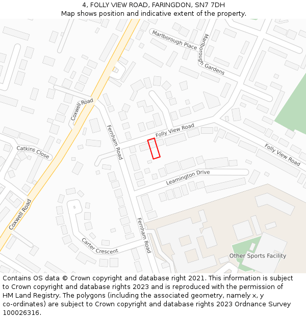 4, FOLLY VIEW ROAD, FARINGDON, SN7 7DH: Location map and indicative extent of plot