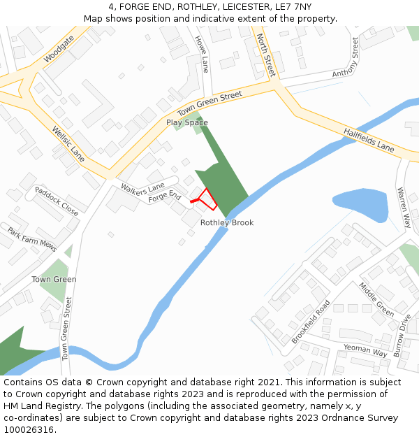 4, FORGE END, ROTHLEY, LEICESTER, LE7 7NY: Location map and indicative extent of plot