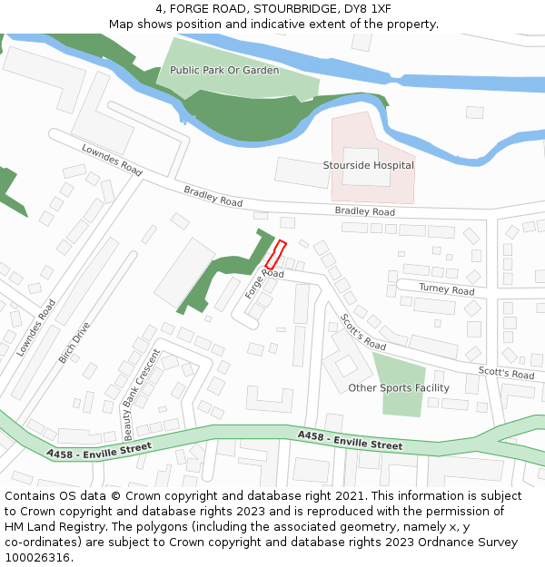 4, FORGE ROAD, STOURBRIDGE, DY8 1XF: Location map and indicative extent of plot