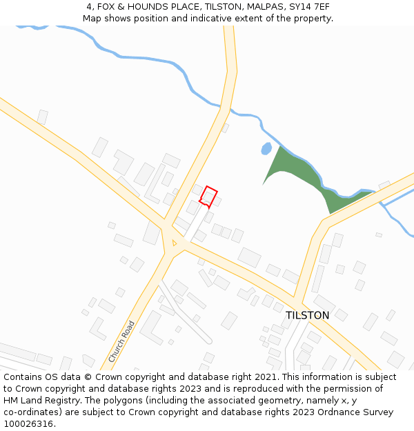 4, FOX & HOUNDS PLACE, TILSTON, MALPAS, SY14 7EF: Location map and indicative extent of plot