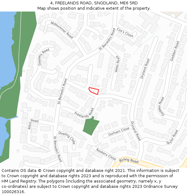 4, FREELANDS ROAD, SNODLAND, ME6 5RD: Location map and indicative extent of plot