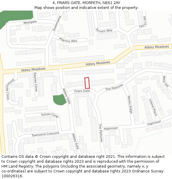 4, FRIARS GATE, MORPETH, NE61 2AY: Location map and indicative extent of plot