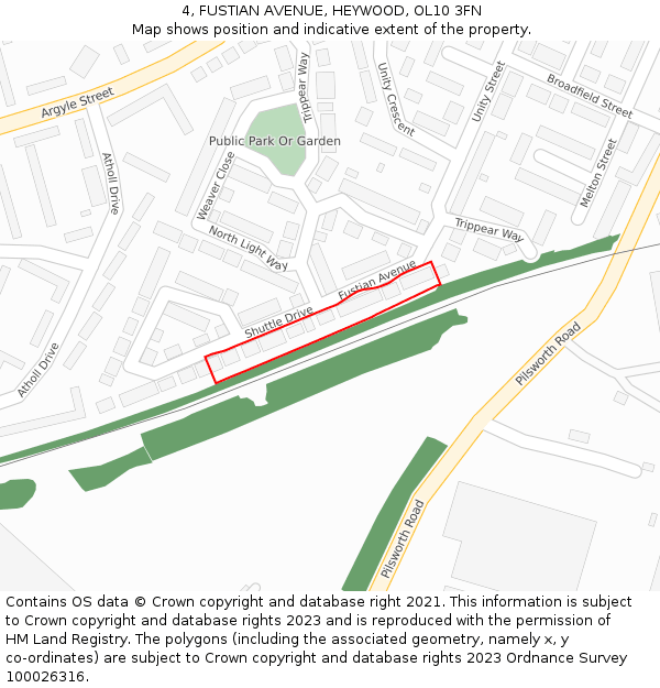 4, FUSTIAN AVENUE, HEYWOOD, OL10 3FN: Location map and indicative extent of plot