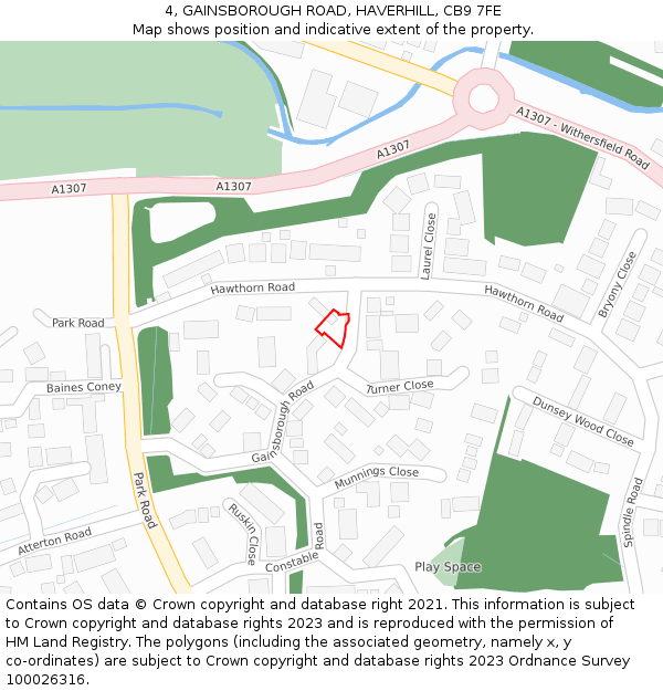 4, GAINSBOROUGH ROAD, HAVERHILL, CB9 7FE: Location map and indicative extent of plot