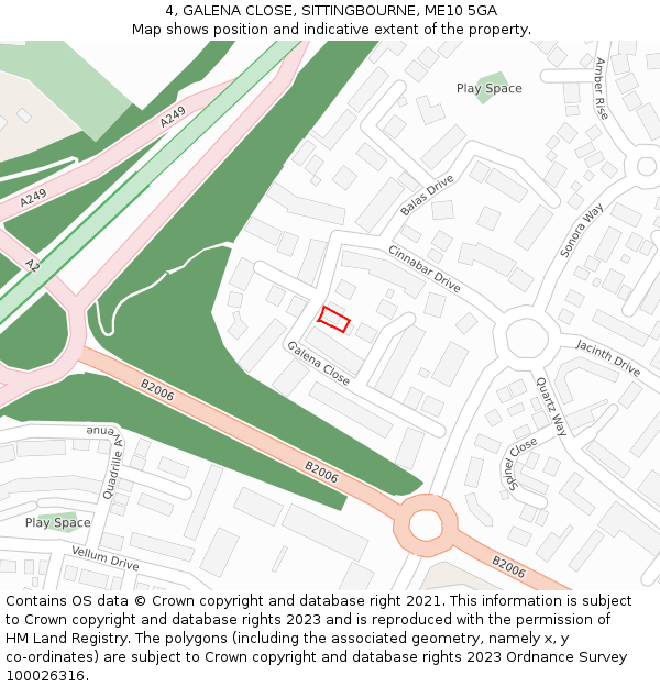 4, GALENA CLOSE, SITTINGBOURNE, ME10 5GA: Location map and indicative extent of plot