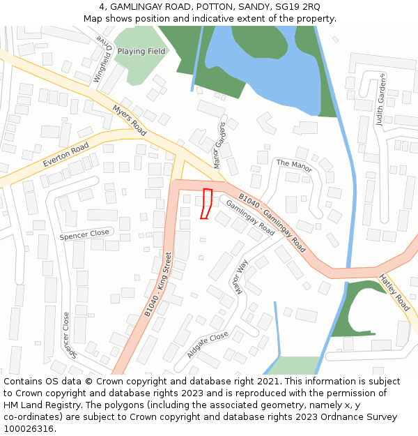 4, GAMLINGAY ROAD, POTTON, SANDY, SG19 2RQ: Location map and indicative extent of plot