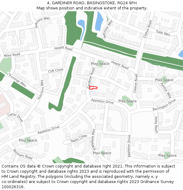 4, GARDINER ROAD, BASINGSTOKE, RG24 9FH: Location map and indicative extent of plot