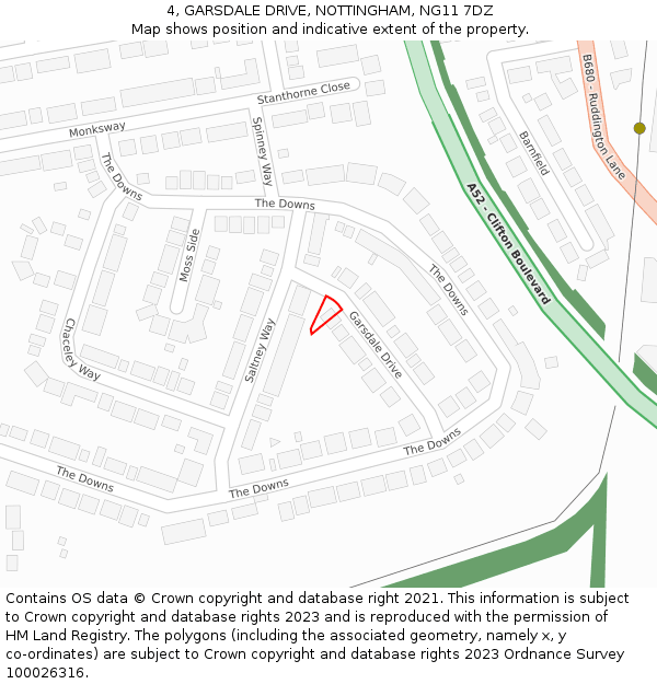 4, GARSDALE DRIVE, NOTTINGHAM, NG11 7DZ: Location map and indicative extent of plot