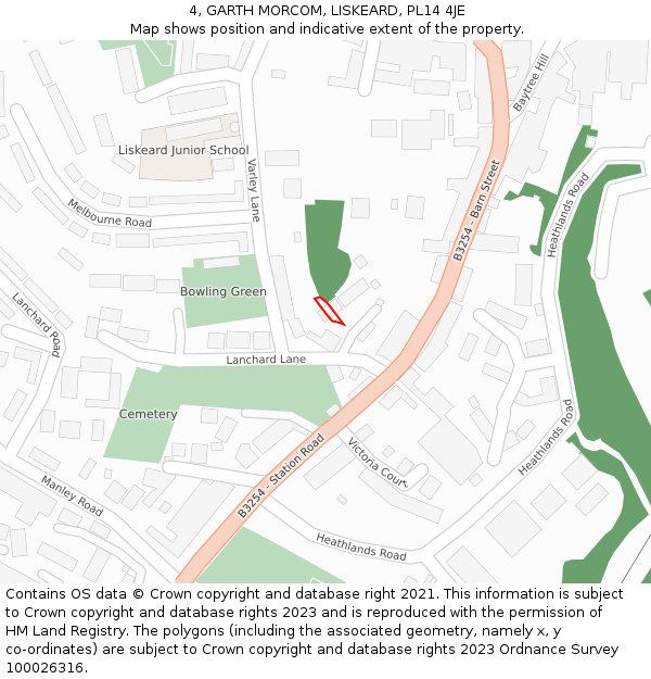 4, GARTH MORCOM, LISKEARD, PL14 4JE: Location map and indicative extent of plot