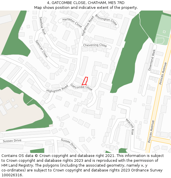 4, GATCOMBE CLOSE, CHATHAM, ME5 7RD: Location map and indicative extent of plot