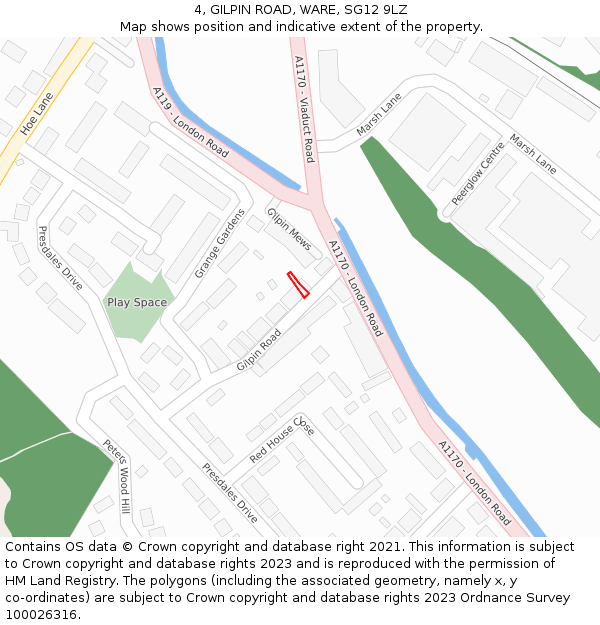 4, GILPIN ROAD, WARE, SG12 9LZ: Location map and indicative extent of plot