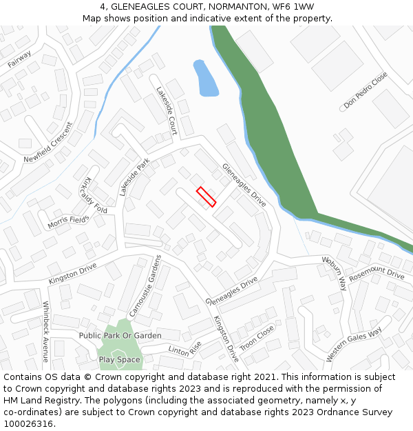 4, GLENEAGLES COURT, NORMANTON, WF6 1WW: Location map and indicative extent of plot