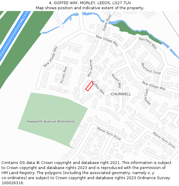 4, GOFFEE WAY, MORLEY, LEEDS, LS27 7LN: Location map and indicative extent of plot